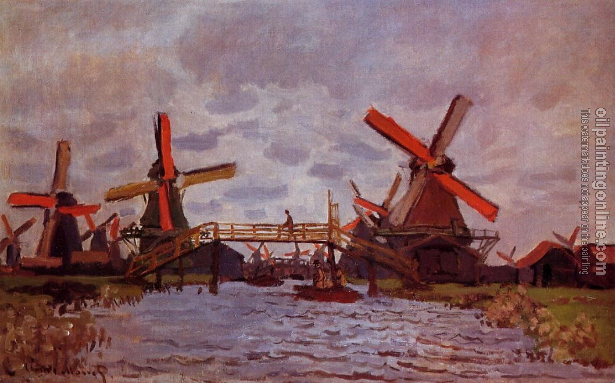 Monet, Claude Oscar - Windmills near Zaandam